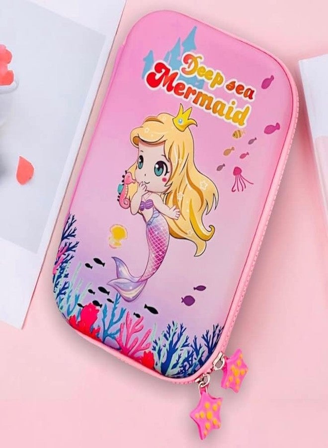Le Delite Mermaid 3D Hardtop EVA Pencil Case - Kids Large Stationery Organizer 7 Items Combo Set | Diary with Pen, Pencil, Eraser, Keychain & Stickers| School Stationery Pouch (Mermaid) - Image 3